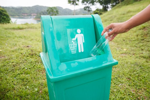 Workers segregating construction waste on-site